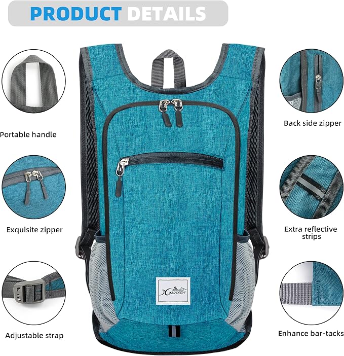 Xgunion Hiking Backpack 10L Small Travel Lightweight Daypack Foldable Hiking - Image 4