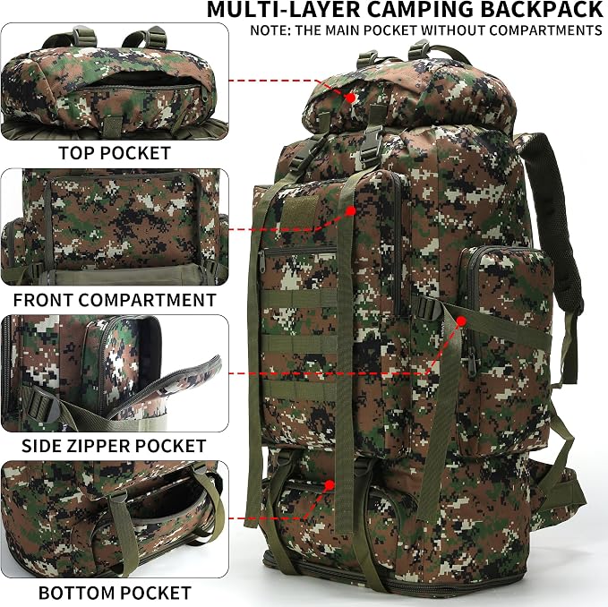 Hiking Backpack for Men 70L/100L Camping Backpack Military Rucksack Molle 3 - Image 3