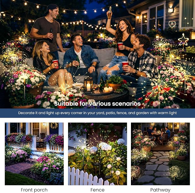 Solar Lights Outdoor, 120LED 2pack Fairy Garden Lights Decor - Image 2