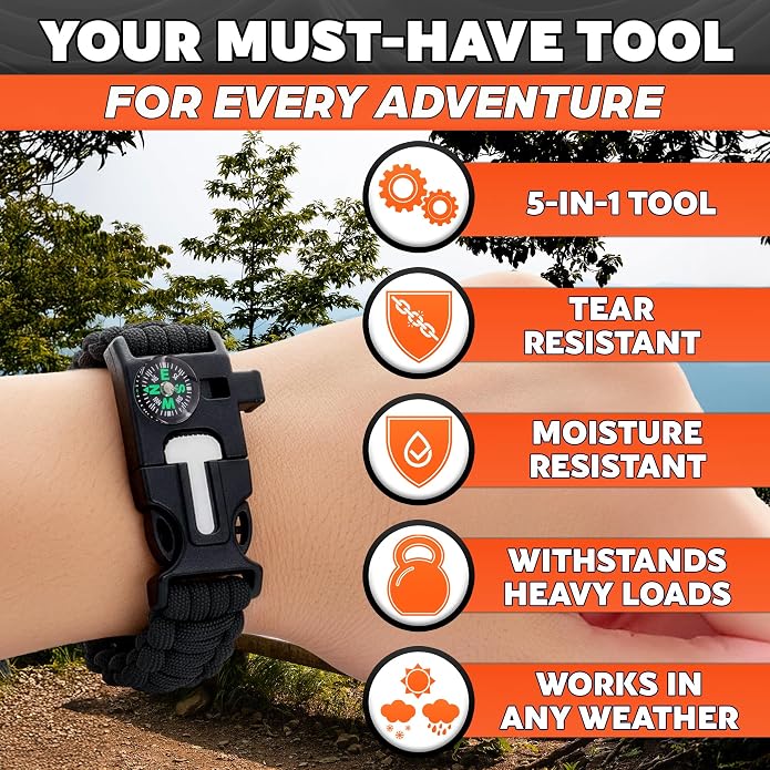 Paracord Bracelets for Men and Women – Adjustable Survival Paracord Bracelet - Image 4