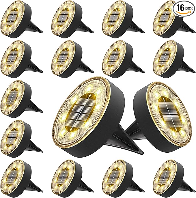 Joomer Solar Ground Lights, 16 Pack 8 LED Solar Lights Outdoor IP68 Waterproof by Joomer