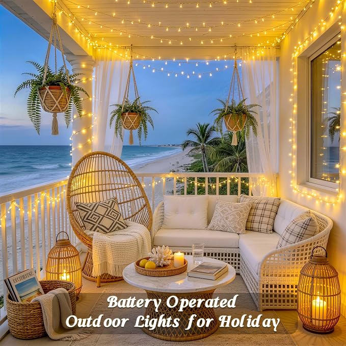 JMEXSUSS 2 Pack Battery Operated String Lights Outdoor Indoor, Total 66ft 200 - Image 3