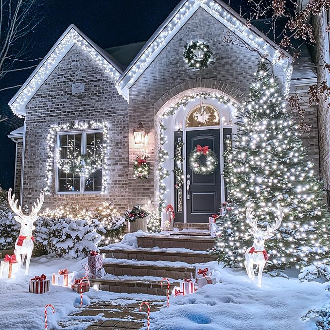 JMEXSUSS 300 LED White Christmas Lights, Outdoor Indoor, 8 Modes, Waterproof - Image 4