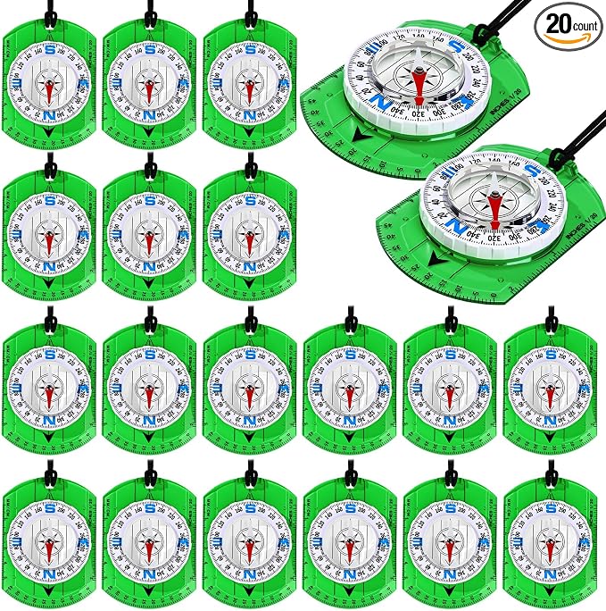 20 Pcs Acrylic Orienteering Compass Hiking Backpacking Survival Reliable by Unknown