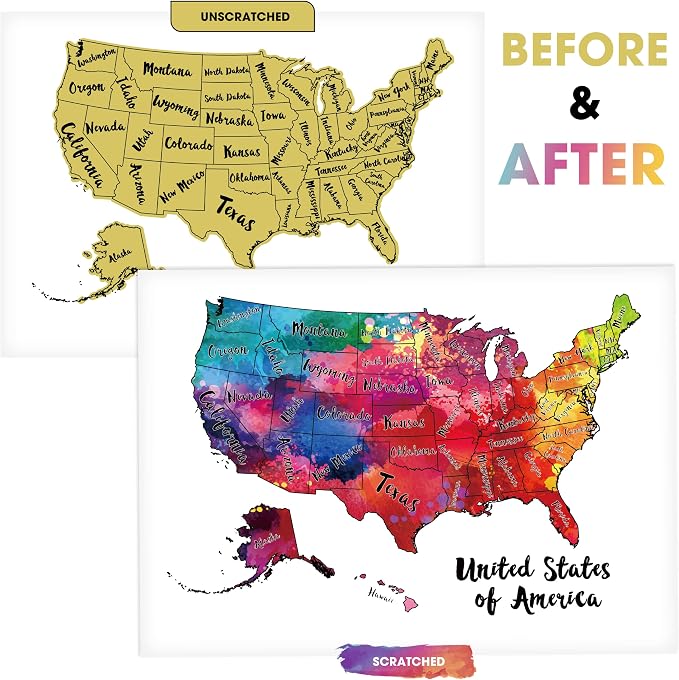 TRAVELISIMO Scratch Off Map of The United States, 12x17 inch Scratch USA - Image 2