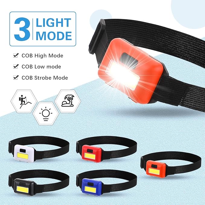Treela 30 Pieces Led Headlamp Flashlight Outdoor Head Lamp Adjustable Headband - Image 4