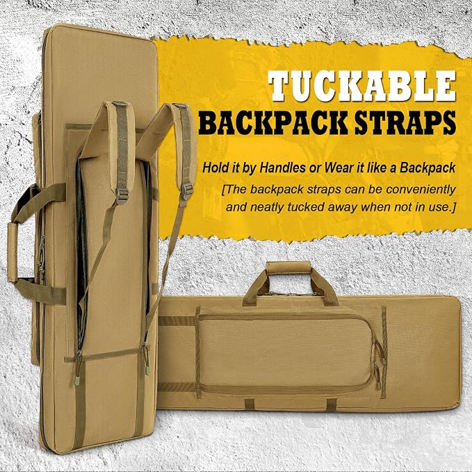 DULCE DOM 36 42 48 Inch Double Rifle Case, Tactical Soft Padded Backpack - Image 7