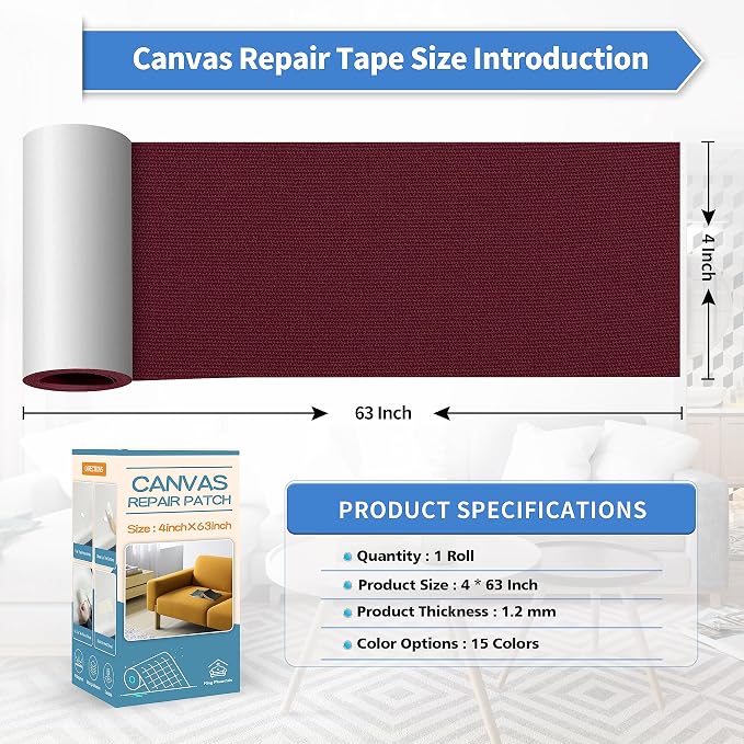 KING MOUNTAIN Canvas Repair Tape, Outdoor Gear Patch, 4×63 Inches, Waterproof - Image 4