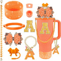 9PCS Orange for Stanley Cup Accessories Set Bling Initials Bow Charms for by Unknown