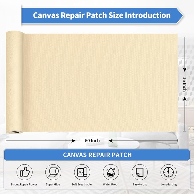 KING MOUNTAIN Canvas Repair Patch 16×60 Inch Self-Adhesive Waterproof Fabric - Image 4