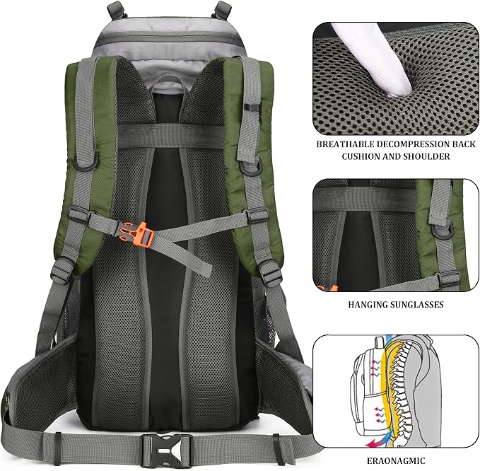 75L Hiking Backpack with Rain Cover Waterproof Camping Backpack Shoes Warehouse - Image 7