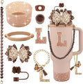 9PCS Brown for Stanley Cup Accessories Set Bling Initials Bow Charms for by Unknown