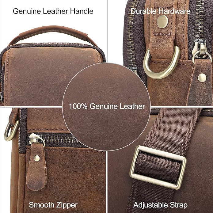 Augus Leather Small Messenger Bag - Image 3