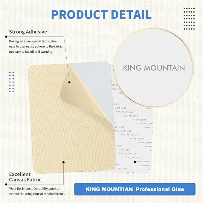 KING MOUNTAIN Canvas Repair Patch 5×8 Inch 8 Pcs Self-Adhesive Waterproof - Image 3
