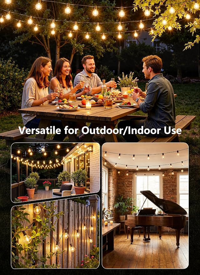 Brightown Outdoor String Lights, 55FT 25 G40 Bulbs Shatterproof Patio Lights - Image 6