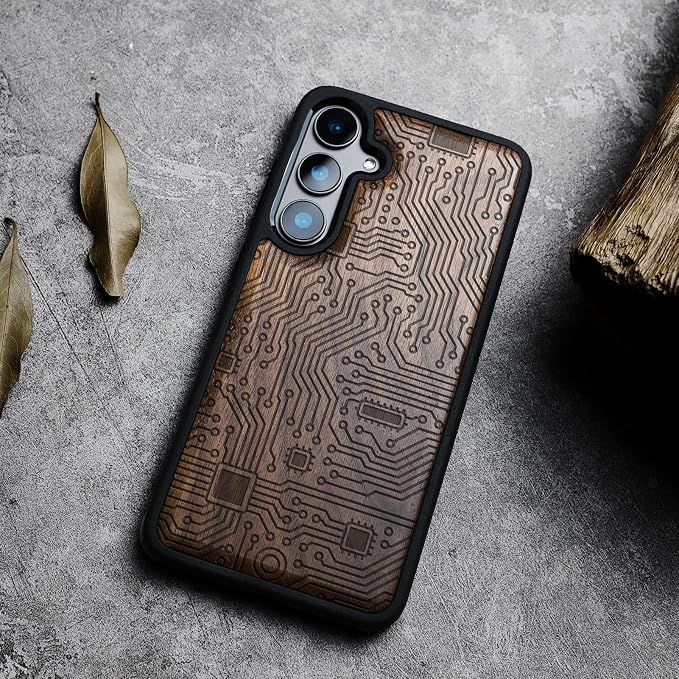 Carveit Wood Case for Galaxy S24 Plus Case Shockproof Protective Cover Unique - Image 4
