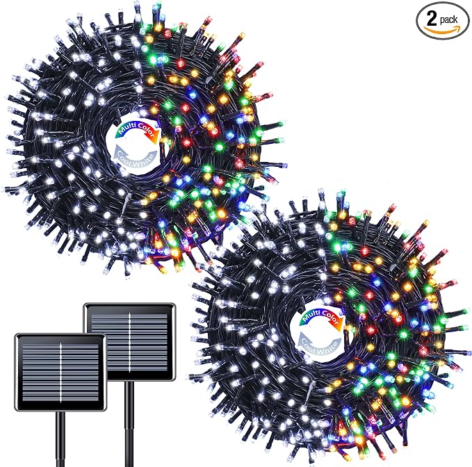 JMEXSUSS 2 Pack Solar String Lights Outdoor Waterproof, Total 400 LED 151FT by JMEXSUSS