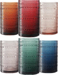 Khen Plastic Hobnail Drinking Highball Glasses Set of 6 Neutral Tones Cups 14oz by Khen