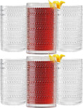 Khen Plastic Hobnail Drinking Highball Glasses Set of 6 Clear Color Cups 14oz by Khen